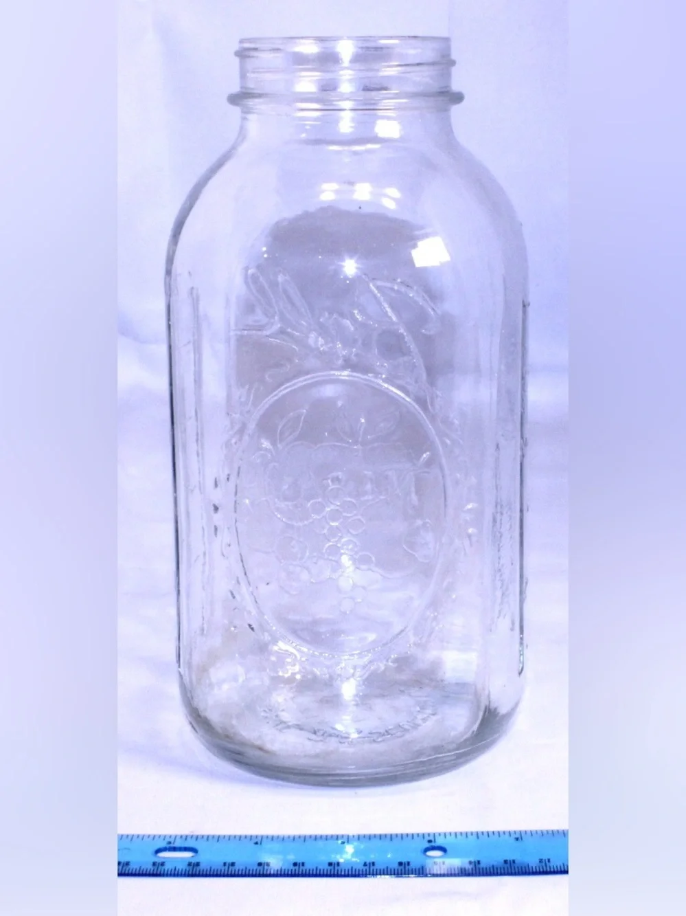 Vintage Ball Mason Jar Sculptured Glass Series, Embossed Fruit - Half Gallon